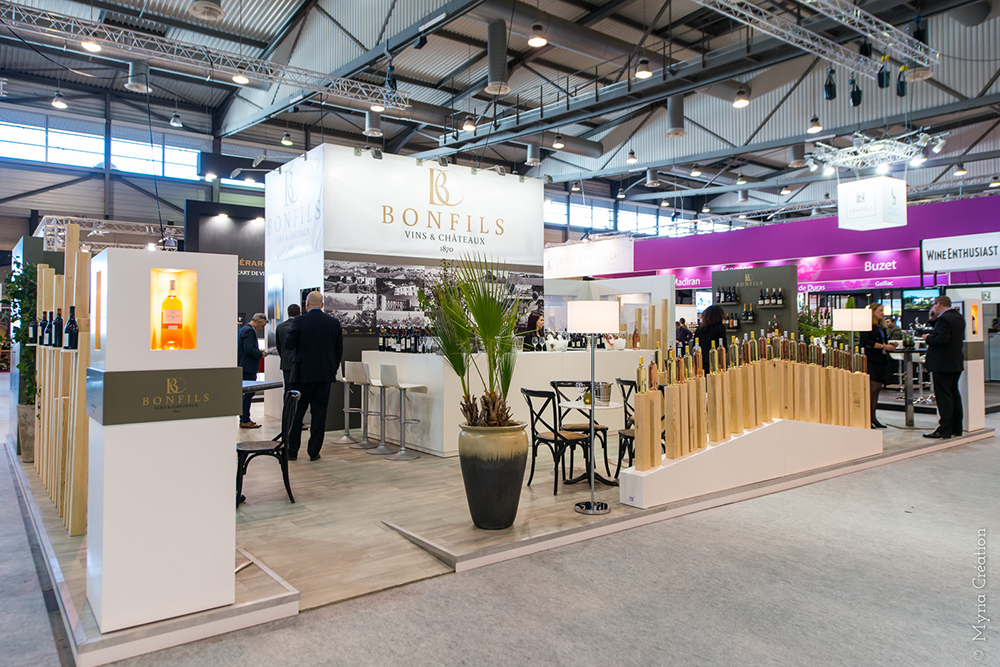 création stand d'exposition, ,Prowein, Vinisud, Vinexpo, Sirha, Sial, Bordeaux, Paris, Lyon, Montpellier